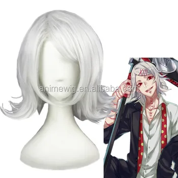 white curly cosplay wig