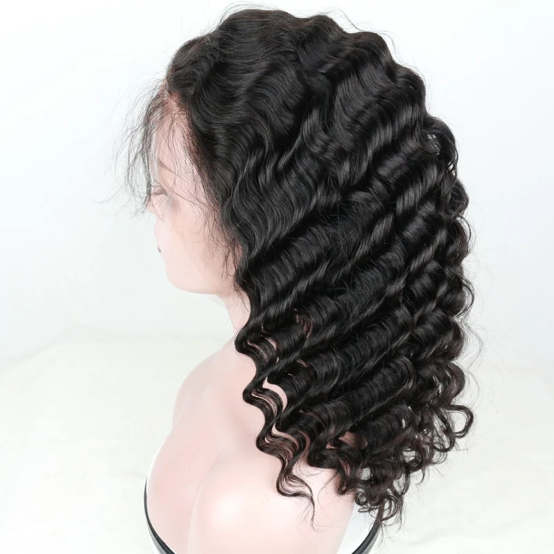 

2019 new arrival 16in natural deep wave human hair lace front wig