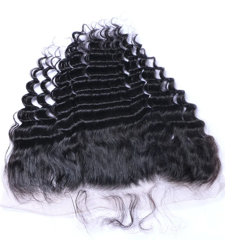 

Transparent Lace Frontal Remy Hair 100 Human Hair Cuticle Aligned Hair Deep Wave Lace Frontal Closure