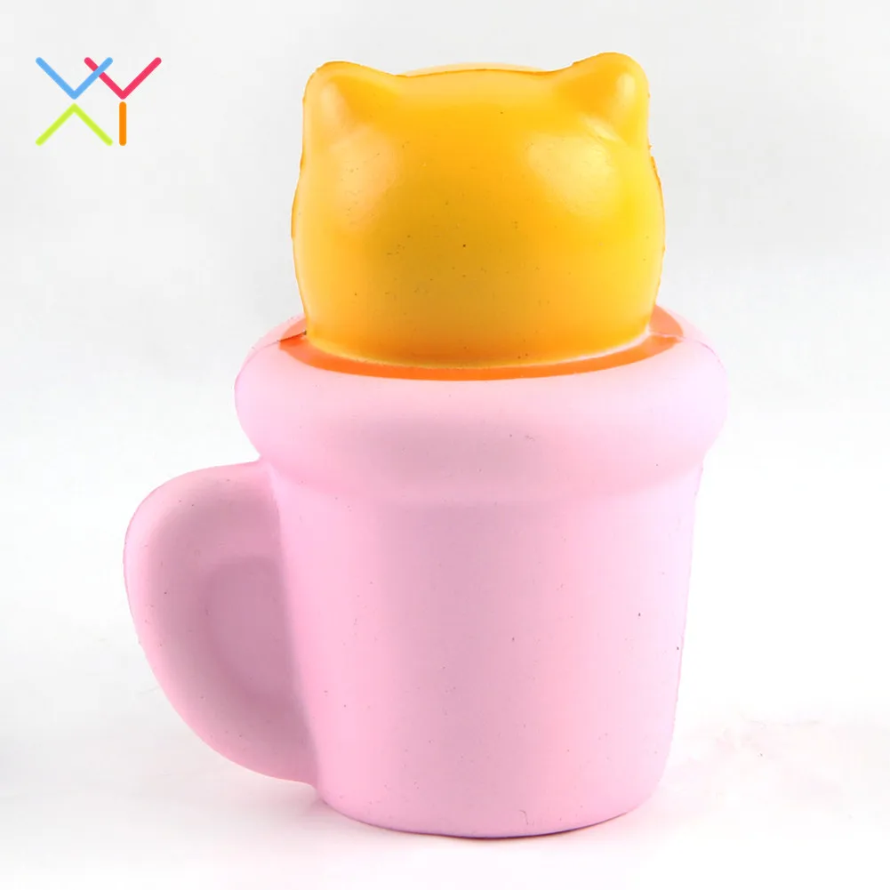 Jumbo slow rising squishies cup cat stress relief kawaii squeeze toys animal series for kids