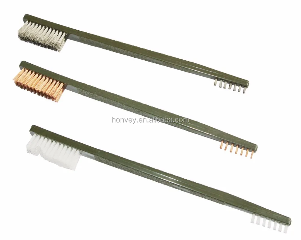 

3pk double-end gun brush, gun cleaning set with nylon/phosphate copper wire/stainless steel brush,gun brush for pistol,rifle