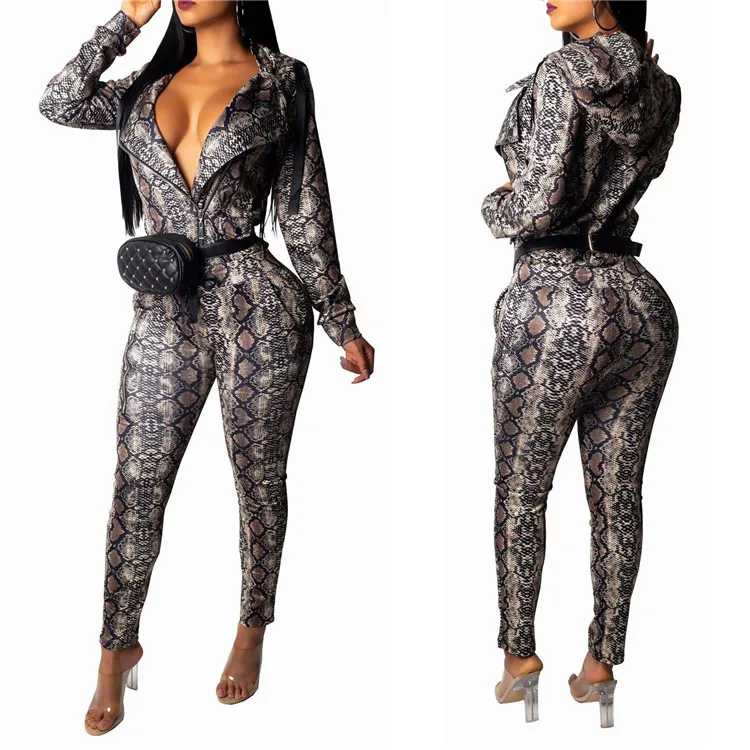 

Autumn hot sale sexy women set with v-neck zipper hooded top and pants, N/a