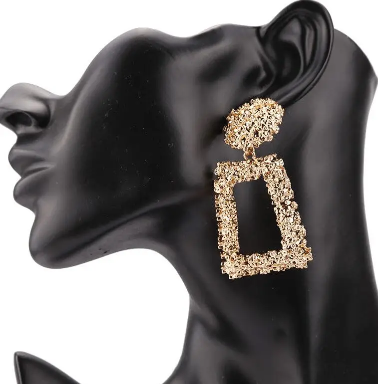 

Wiipu Women Gold Silver Geometric Statement Drop Dangle Earrings Wedding Jewelry