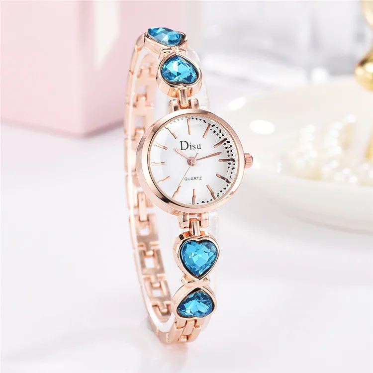 

Hot Fashion Luxury Brand Ladies Wrist Watch Women Crystal Bracelet Quartz Watches, As picture