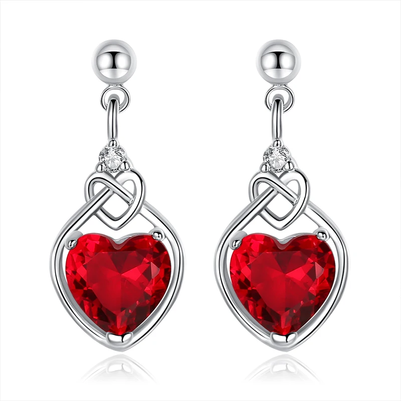 

New Arrival Wedding Jewelry red heart Color Cubic Zircon Earring