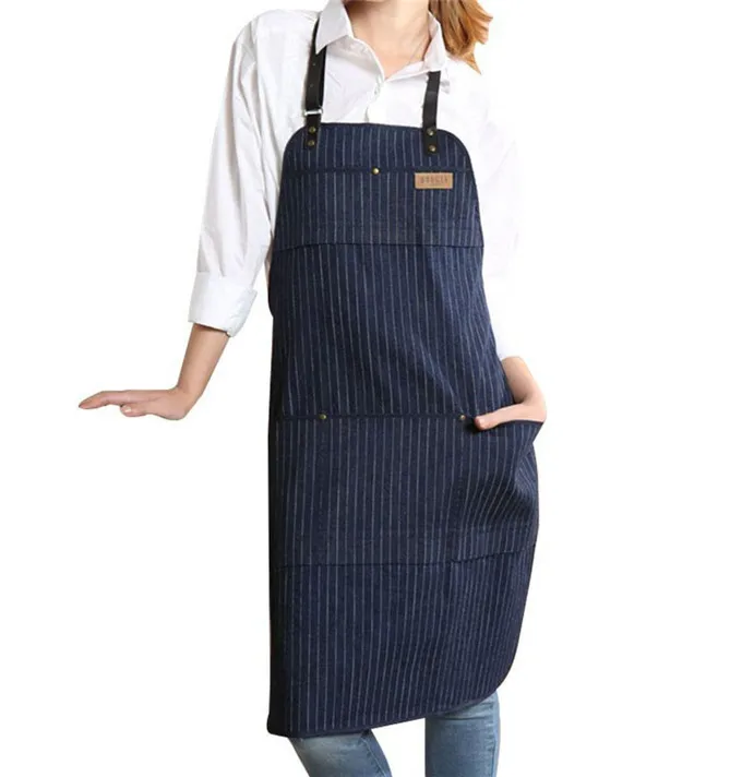 Denim Apron with Pockets for Men Women - Adjustable Strap - Extra Long Ties  for Friends Families Apron,Blue : Amazon.co.uk: Fashion