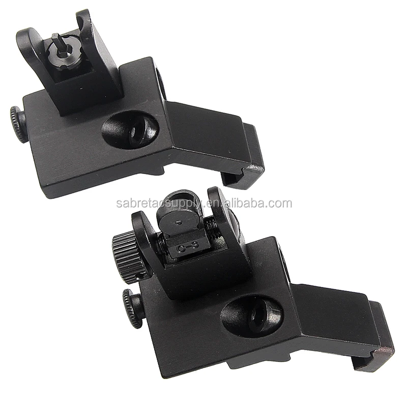 

AR 15 45 Degree Front and Rear Sight Flip up Rapid Transition Backup Iron Sights ar15 rear sight, Matte black