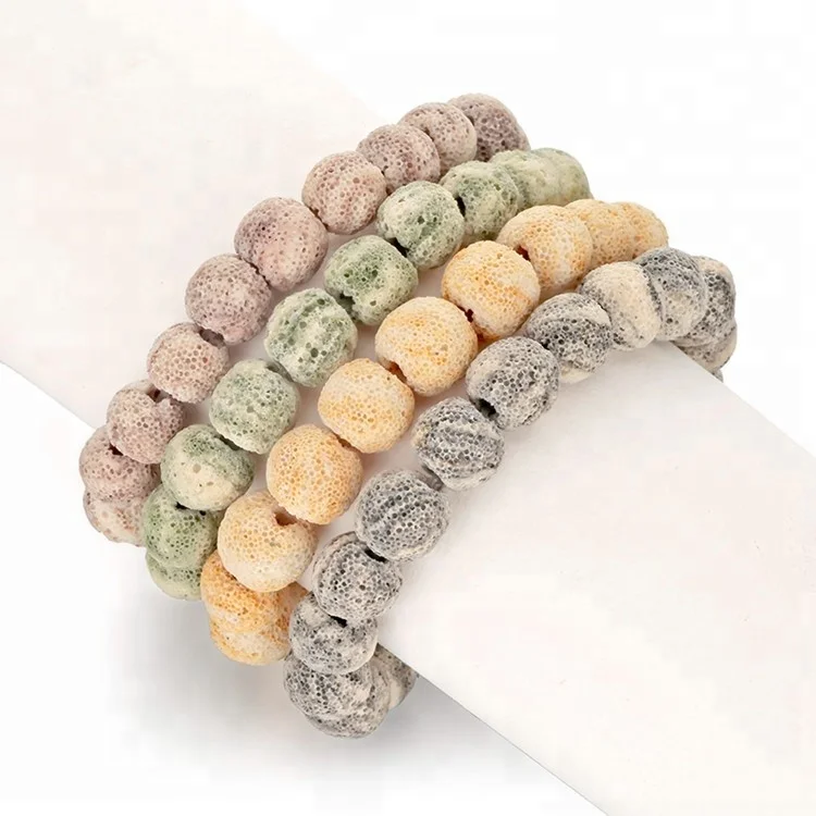 

Promotion custom lava stone beads multiple colour four layer fashion bracelet, As picture show