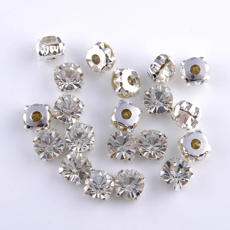 

Claw Setting Sew On Rhinestone, Glass Stones For Clothes Decoration, Plated silver claw with crystal rhinestone