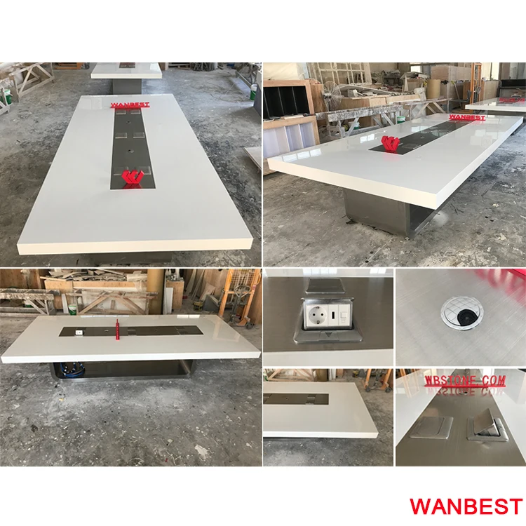 Luxury Artificial Marble White Office Furniture Conference Room Table Meeting Desk