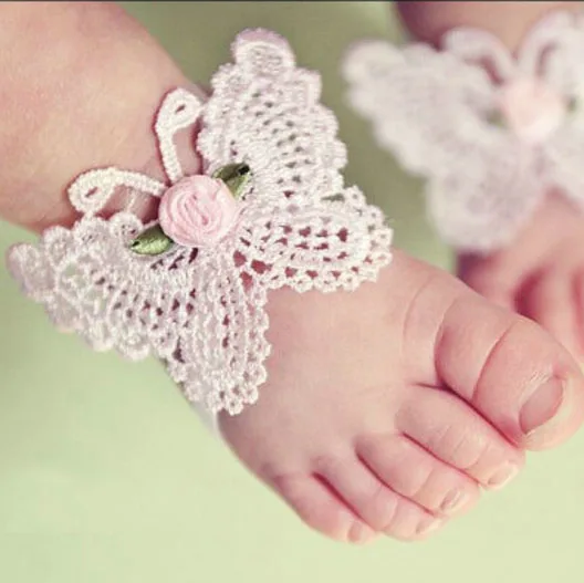 

Photo props lace petti infant barefoot sandals for babies with headband M90304