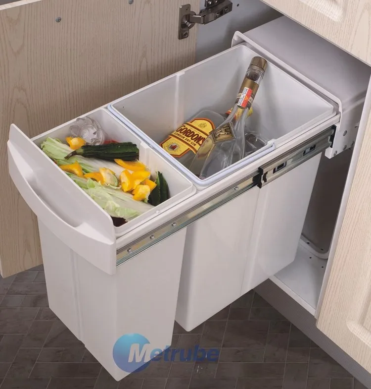 300mm Cabinet Pull Out Plastic Waste Bin For Kitchen 30l Buy
