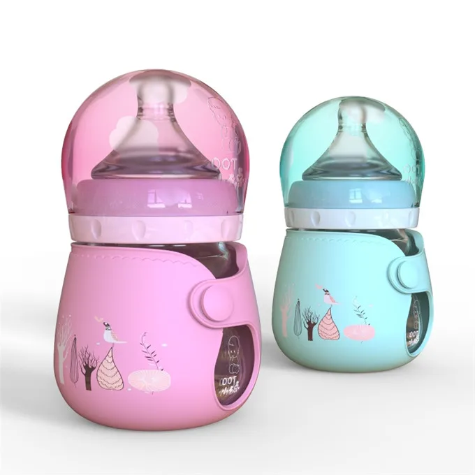 
120ml 4oz infant glass feeding bottles with silicone coating 