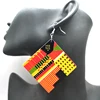 Square African Pattern Wooden Earrings