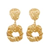 Boho Style Heavy Chunky Earrings Womens Big Gold Plated Drop Earrings Wholesale Trendy Shell Statement Earrings