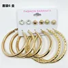 Fashion stud earring gold and silver 9 pair one card wholesales ER-0013