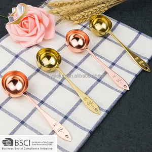 Image of 1tbsp 15ml gold color Stainless Steel Spice Measuring Tea Milk Coffee Spoon with copper plating
