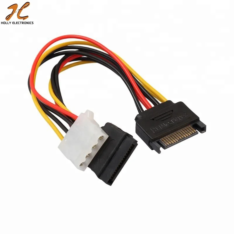CN, Cable Length: 0.2m Computer Cables 4Pin IDE Molex to 2 ATA SATA Power Supply Y Splitter Hard Drive Extension Cable Cable Adapter Male to Female for HDD