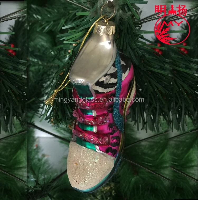 2018 Christmas decoration glass shoes figurines ornament for sale