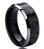 Men's 8MM Titanium Comfort Fit Wedding Band Ring Lord's Prayer Engraved with Cross Praying Beveled Edges Black Ring