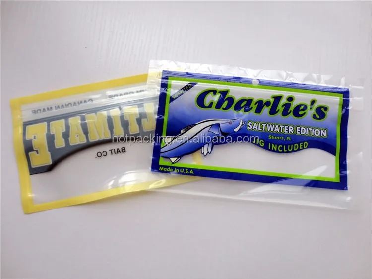Resealable Soft Plastic Fishing Bait Bags Custom Print / Ziplock Transparent Food Grade Mylar ...