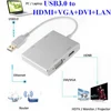 USB 3.0 Hub USB3.0 to 4K HDMI VGA DVI RJ45 LAN 10/100/1000 Gigabit Ethernet Lan 4in1 Video Adapter Converter Cable