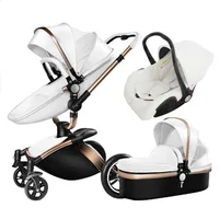 

2019 Aluminum frame leather cover en1888 Travel baby stroller 3 in 1 for 0-3Year baby TS69 Free shipping