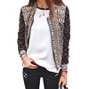 2015 Europe's new fashion thin printed elastic collar long sleeve women slim jackets pattern hot sale top clothing 5640