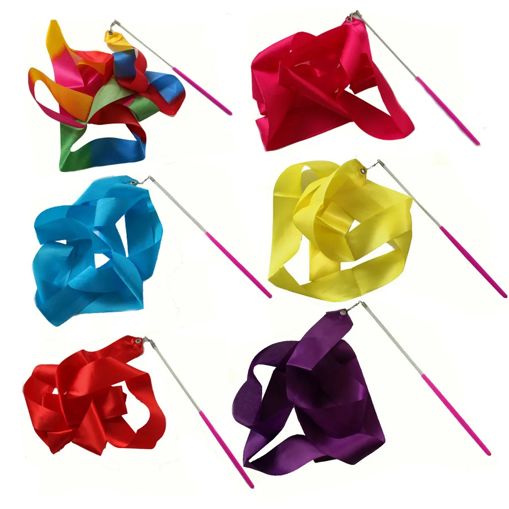 

Dance Ribbons Streamers Rhythmic Gymnastics Ribbon Wands for Kids Artistic Dancing, Red pink green yellow orange ...