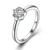 Stargem Jewelry Sterling Silver Round Brilliant Cut Engagement Wedding Rings for Women