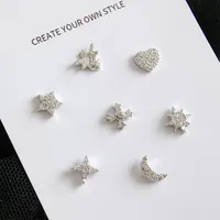 

Free collocation 925 sterling silver 7 style Single stud earrings