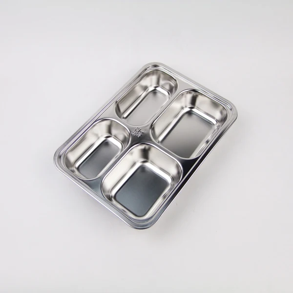 
Easy Cleaning NFB2417-4 rectangular metal stainless steel 4 compartment tiffin lunch box food container 