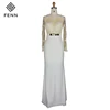High Quality Chaozhou Bowtie Waist Lace Top Appliqued Evening Wedding Dress