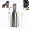 2 liter 64oz double wall stainless steel beer growler with flip top cap for fresh craft beer
