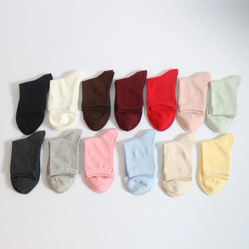 

Wholesale solid young girls plain white cotton short socks women, Multi color