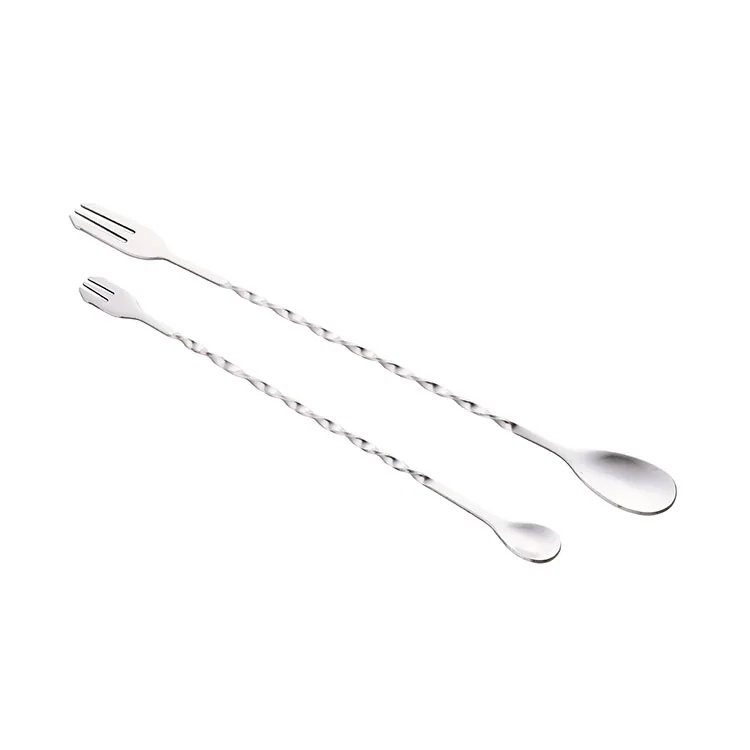 
Classic Bartender Bar Spoon with Fork Stainless Steel Cocktail Stirring Spoon 