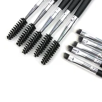 

Double End Synthetic Hair Cosmetic Eyebrow Eyelash Brush High Quality Black Handle Angled Makeup Eyebrow Brush with Spoolie