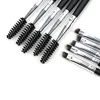 Double End Synthetic Hair Cosmetic Eyebrow Eyelash Brush High Quality Black Handle Angled Makeup Eyebrow Brush with Spoolie