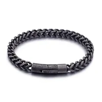 

New 2019 Men Retro Magnetic Clasp Stainless Steel Chain Bracelet Antique Silver Bangle