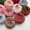 Women maxi hijabs shawls oversize islamic head wraps soft long muslim frayed crepe cotton bubble crinkle plain hijab scarf