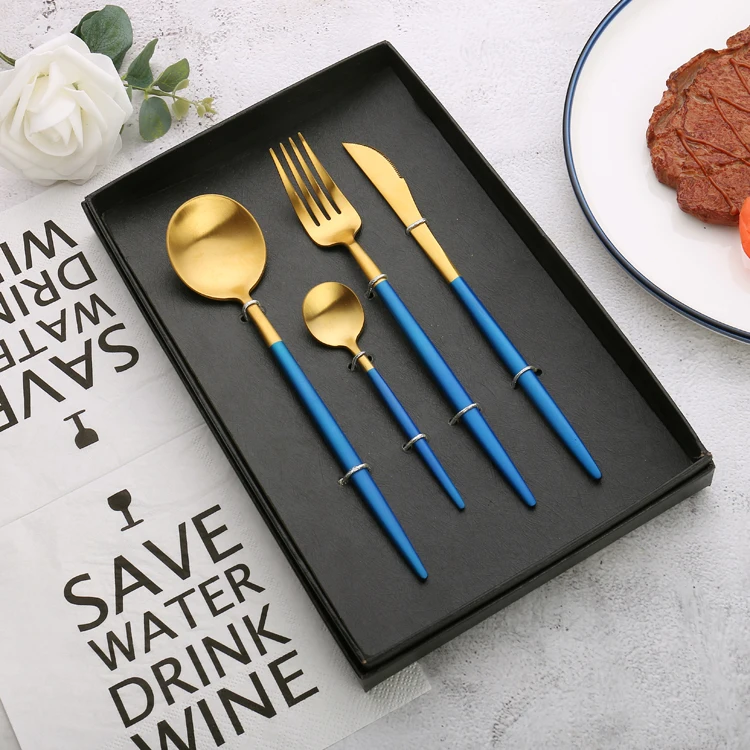 

Amazon hot colorful handle stainless steel royal event party cutlery set