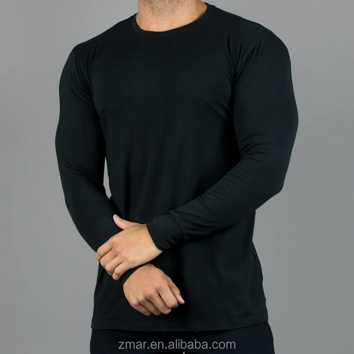 Cha037 95% Cotton 5% Elastane Men's Long Sleeve Fitted T- Shirt ...