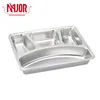 304 Stainless Steel Wholesale 4 Compartments (3 + 1 ) Rectangle Deepen Snack Divided Dinner Plates/Tray