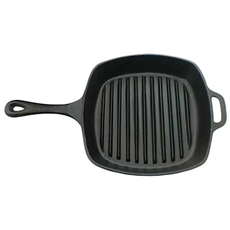 Square Grill Pan 10.5 inch Pre Seasoned Cast Iron Skillet Pan