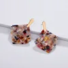 2019 New famous brand same design earrings alloy geometry diamond shape acrylic acetic acid leopard plate earrings for women