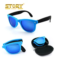 

STORY KY4105 FDA CE UV400 cheap classic printing logo mirror advertising promotion folding sunglasses foldable with case
