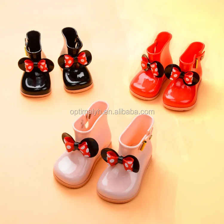 

Kids rainboots cute bow dot princess girls jelly pvc rainboots shoes
