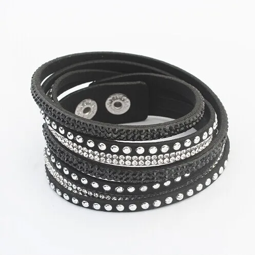 

Best Selling 2019 Suede Cord Friendship Slake Rhinestones Leather Wristband Charm Bracelet