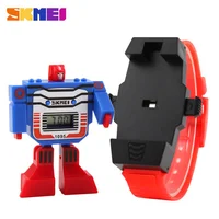 

2016 SKMEI Kids LED Digital Children Watch Cartoon Sports Watches Relogio Relojes Robot Transformation Toys Boys Wristwatches