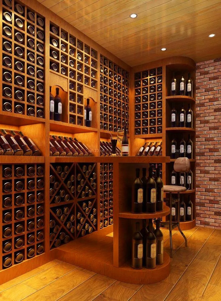 Wine Shop Interior Design Decoration With Wood Red Wine Rack